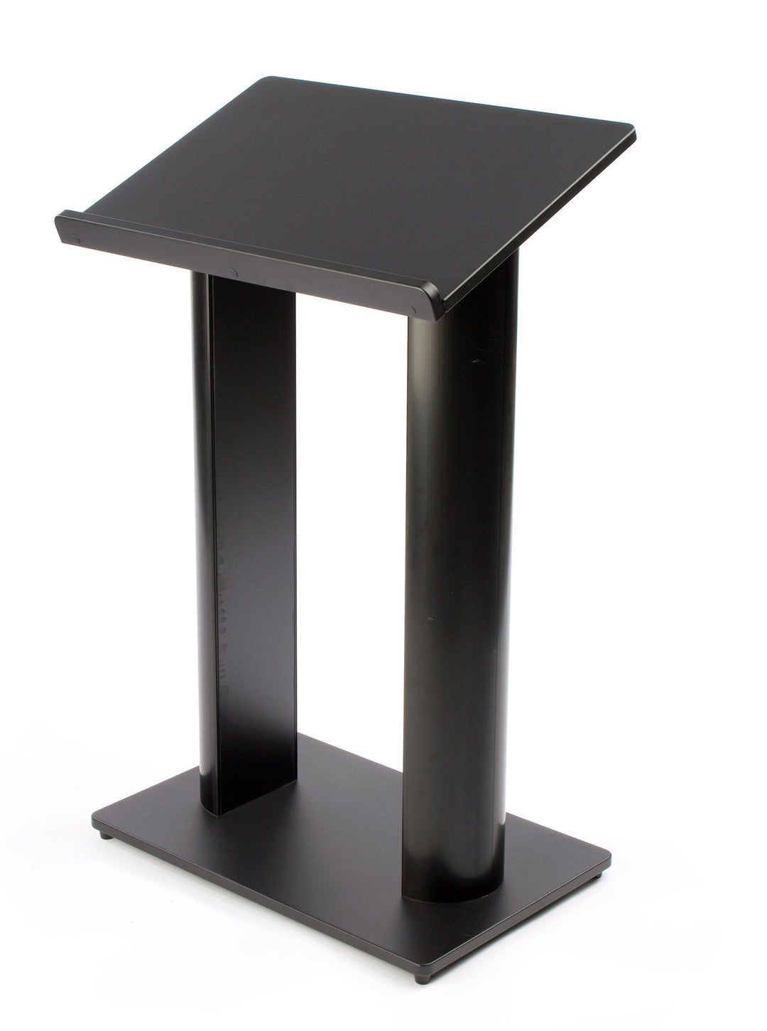 Contemporary Aluminum Truss Lectern with Double Columns, Black, front view