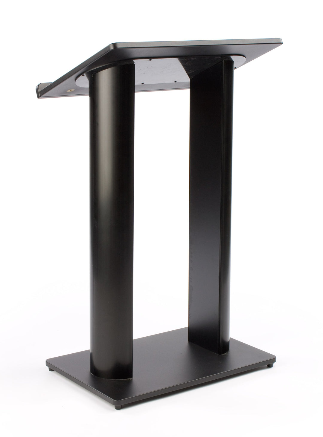 Contemporary Aluminum Truss Lectern with Double Columns, Black, speaker side