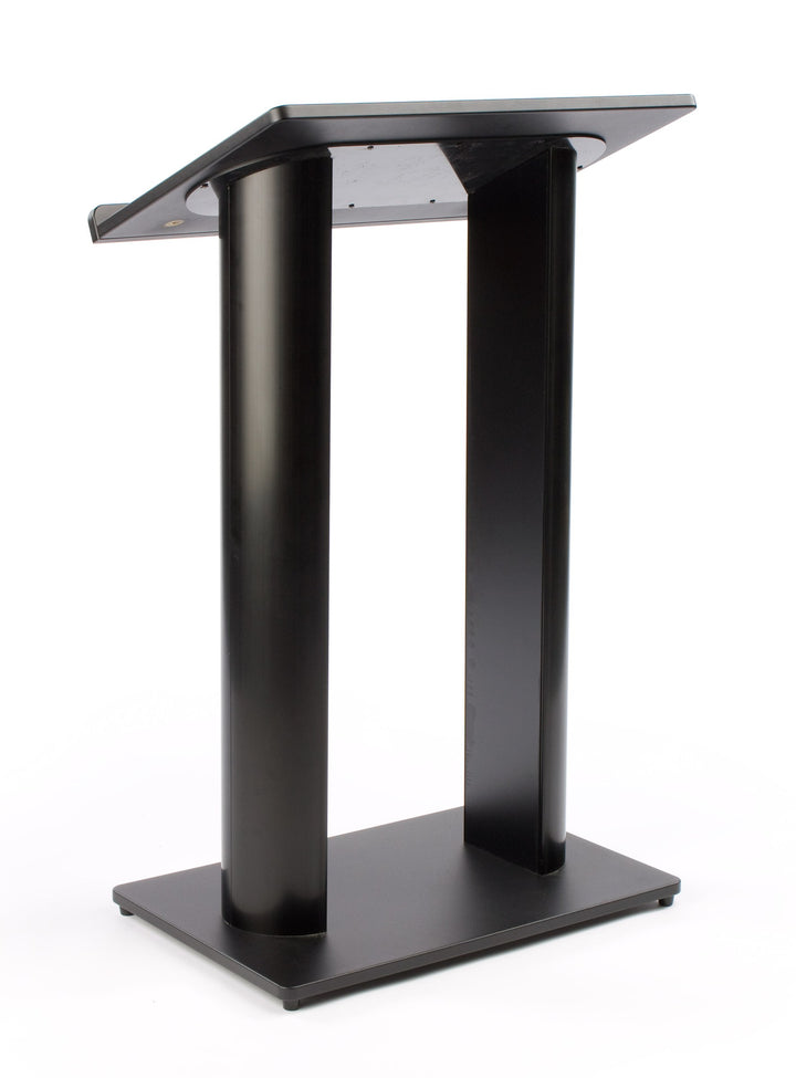 Contemporary Aluminum Truss Lectern with Double Columns, Black, speaker side
