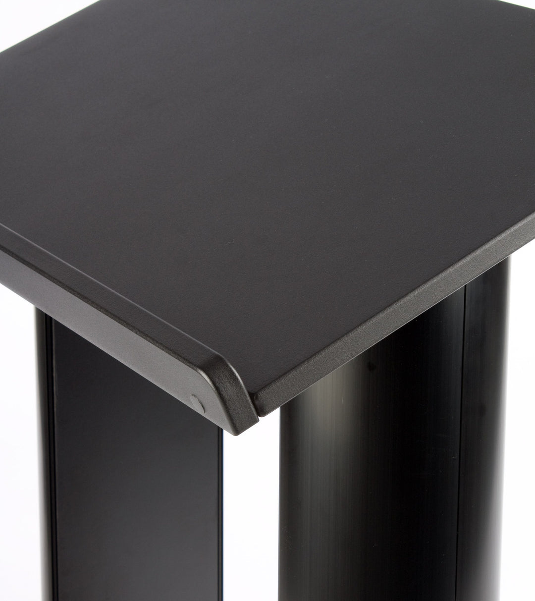 Contemporary Aluminum Truss Lectern with Double Columns, Black, top corner detail