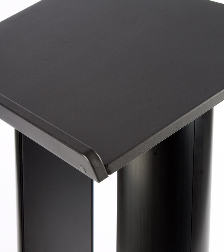 Contemporary Aluminum Truss Lectern with Double Columns, Black, top corner detail