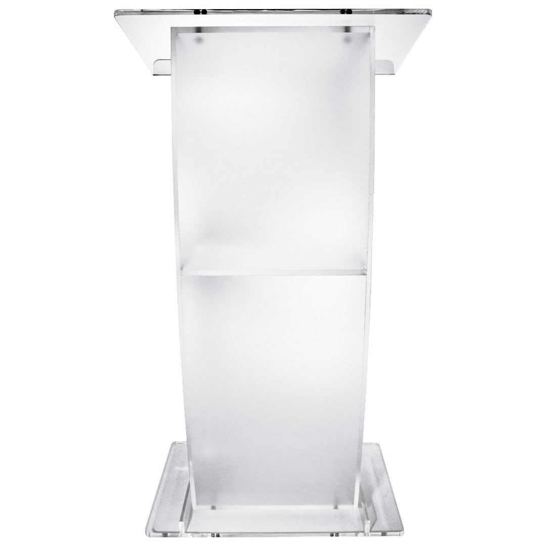 Eclipse Acrylic Lectern with Frosted Front Panel, front view straight on
