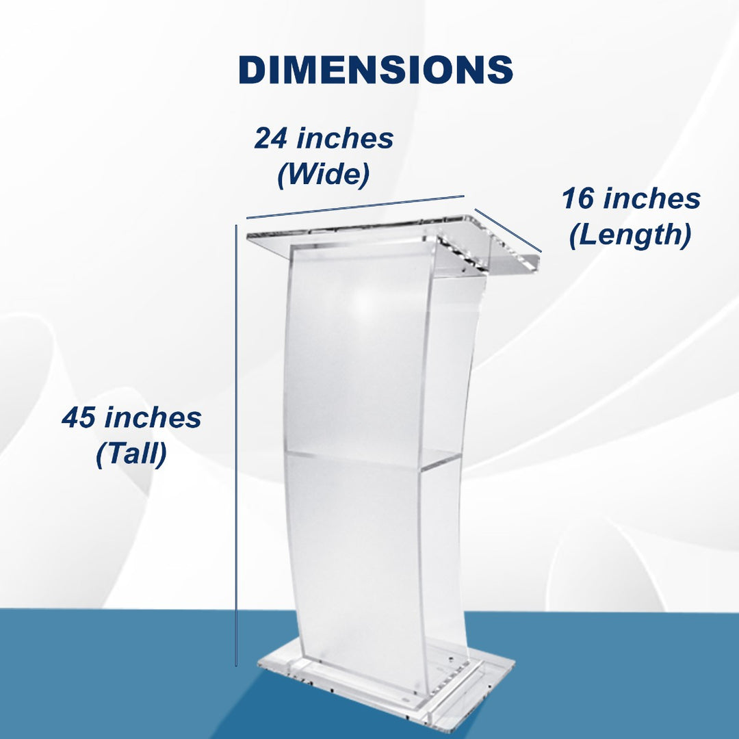 Eclipse Acrylic Lectern with Frosted Front Panel, dimensions