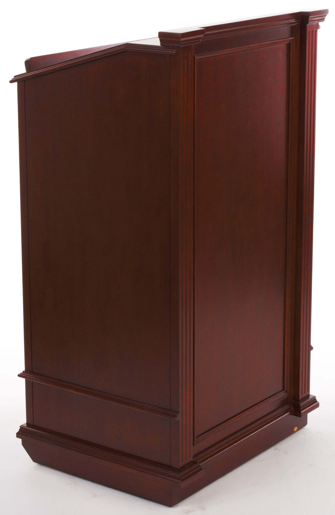 Executive Host Stand and Valet Podium with Storage Cabinet, Cherry, guest-facing side