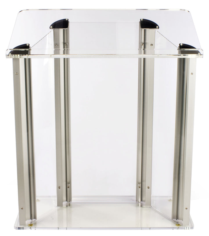 Extra-Wide Acrylic and Aluminum Podium: Alumacrylic Large, speaker side