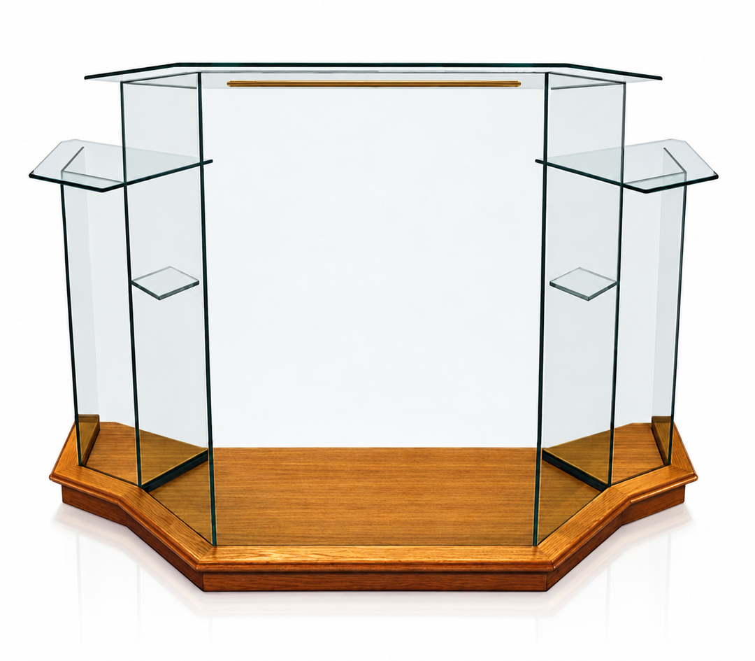 Wide Winged Glass Pulpit for Large Sanctuaries [NC8WC] — product view