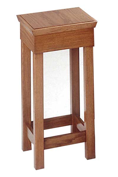 NO 400 flower stand in solid red oak, angle view