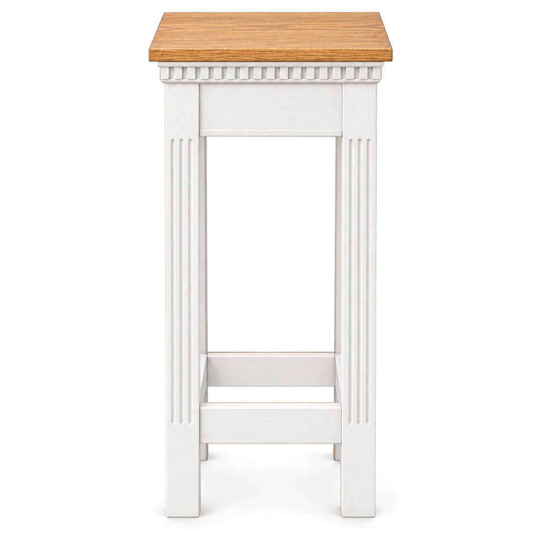 Solid Oak Colonial Dentil Flower Stand: NO 820 in Light Oak, White w/Stained Top & Base #pdvariant