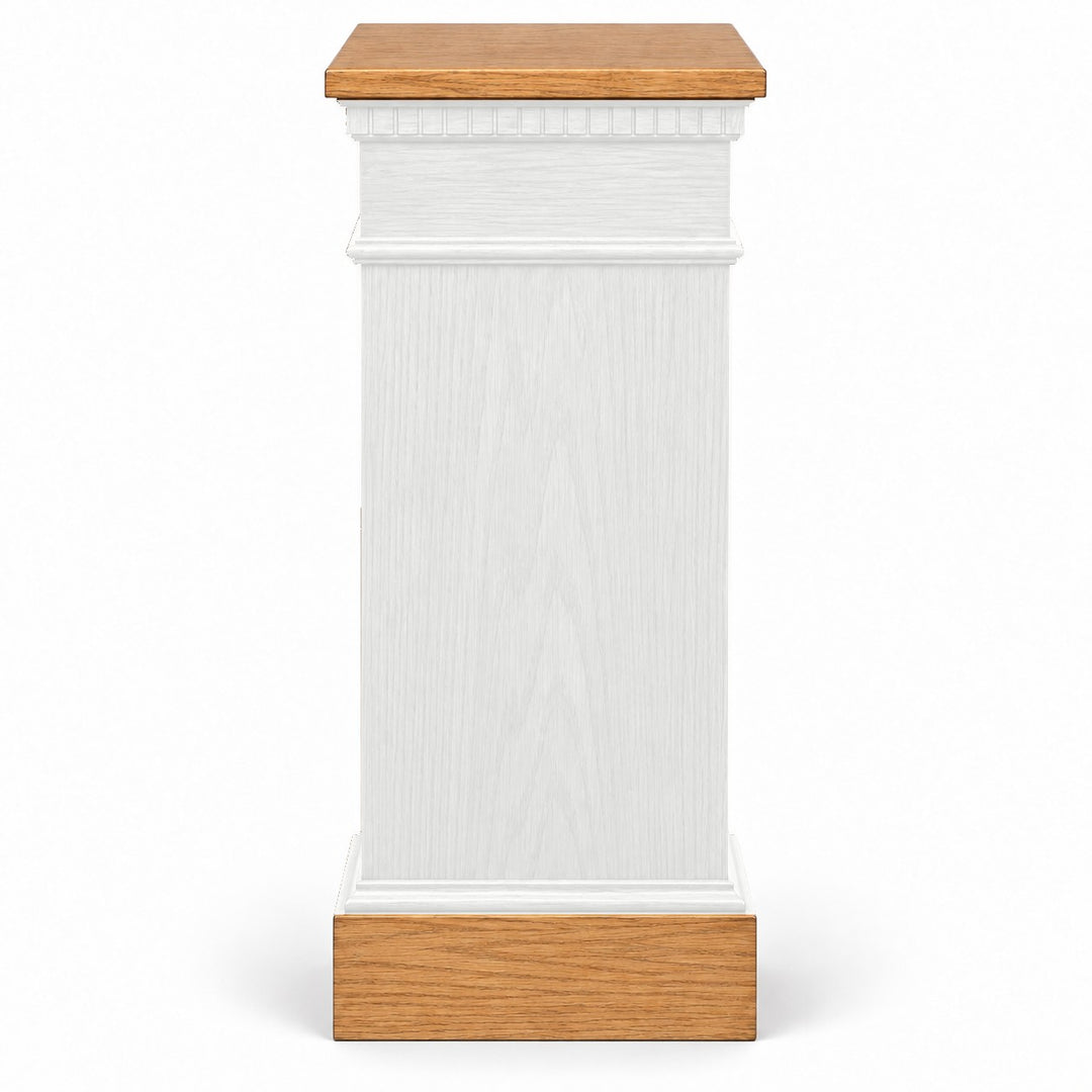 Solid Oak Raised Panel Flower Stand: NO 8201 in Light Oak, White w/Stained Top & Base #pdvariant