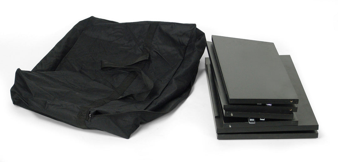 Folding Portable Lectern with Carry Bag, Black, packed flat with carry bag
