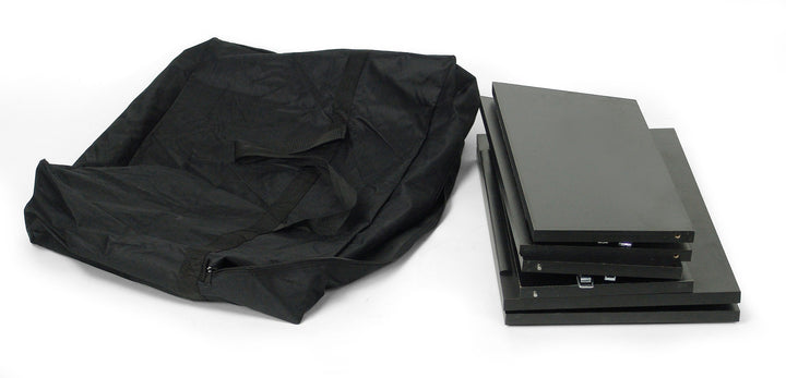 Folding Portable Lectern with Carry Bag, Black, packed flat with carry bag