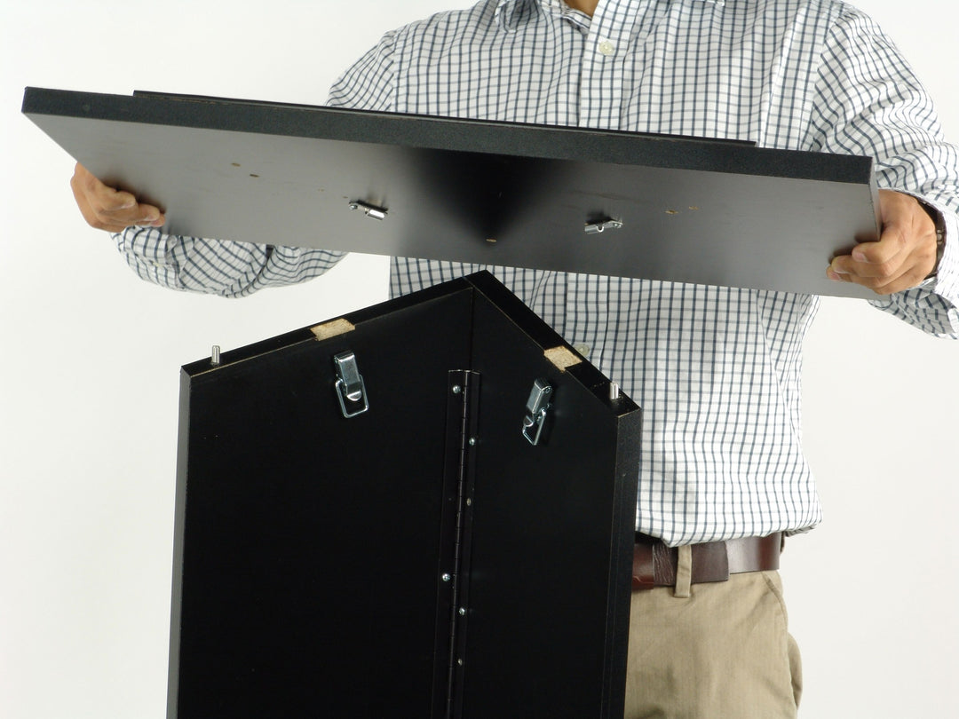 Folding Portable Lectern with Carry Bag, Black, attaching the top