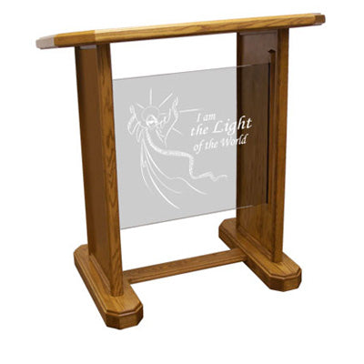 Compact Glass Pulpit with Removable Front Panel: Neos [NC13], clear glass, front view