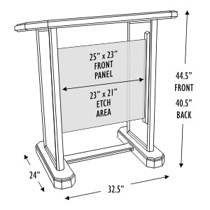 Compact Glass Pulpit with Removable Front Panel: Neos [NC13], dimension drawing