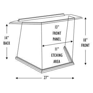 Glass Tabletop Lectern with Free Etched Logo [NC2T], dimension drawing