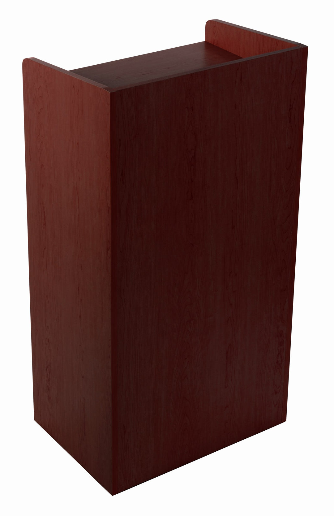 Host Station with Adjustable Shelf and Hidden Casters, mahogany, guest-facing side