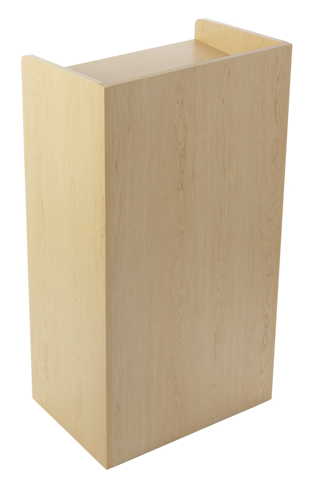 Host Station with Adjustable Shelf and Hidden Casters, maple, guest-facing side