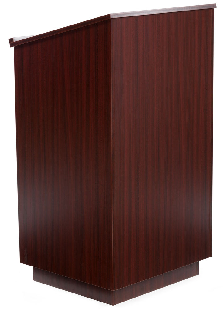 Host Station with Locking Doors, mahogany, guest-facing side