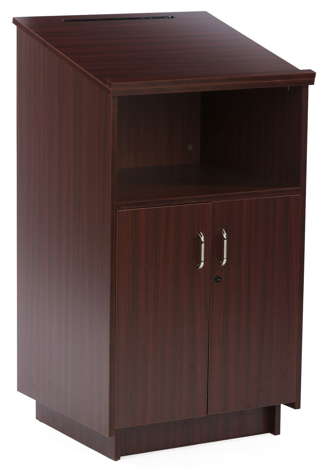 Host Station with Locking Doors, mahogany, host side with locking doors