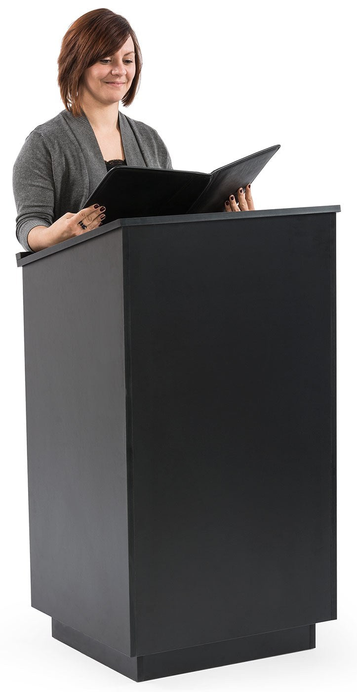 Host Station with Locking Doors, black, in use