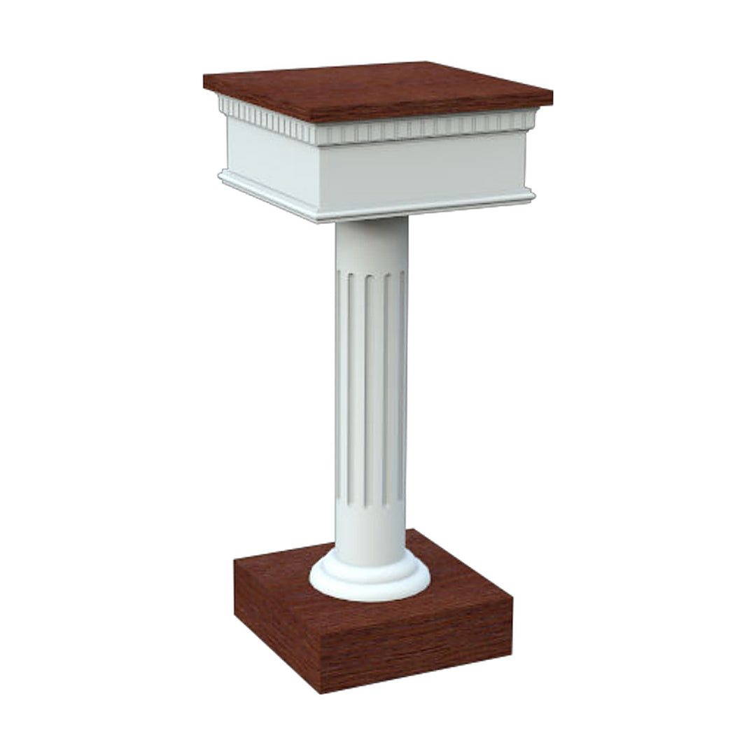 8302-FS single column flower stand, two-tone white and stained