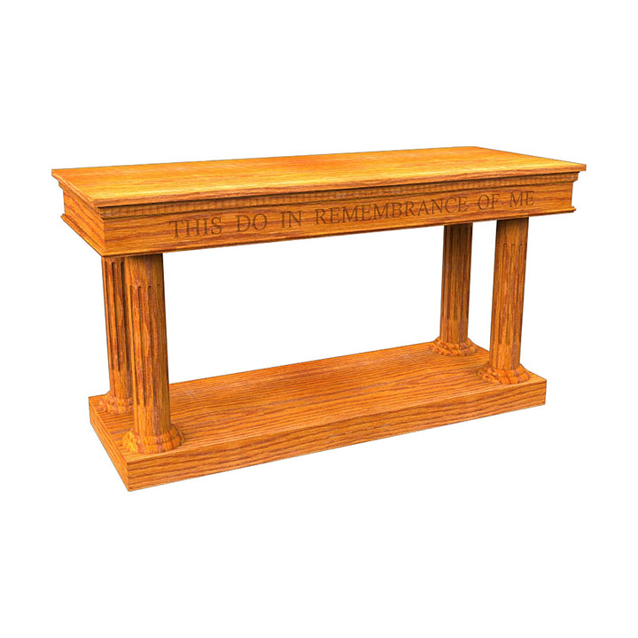 8302-OCT open communion table with fluted round columns, all-stained oak