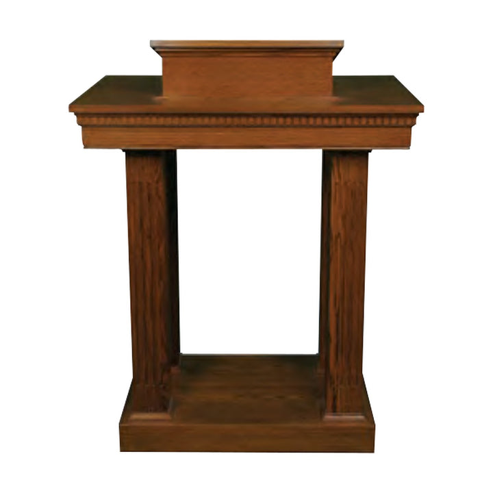 8401 four-column pedestal pulpit, all-stained oak, front view