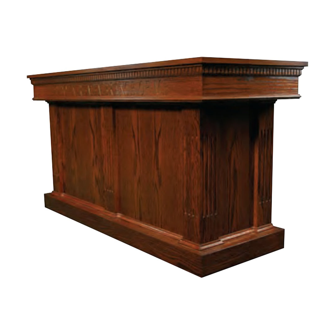 8420 closed communion table, all-stained oak