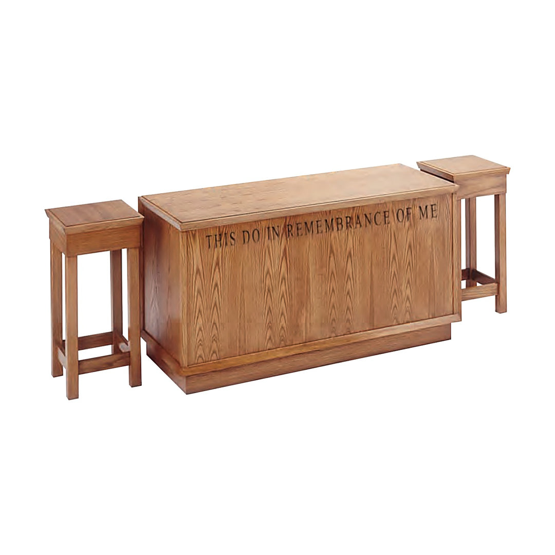 Two NO 400 flower stands shown beside the matching NO 400 communion table, each sold separately