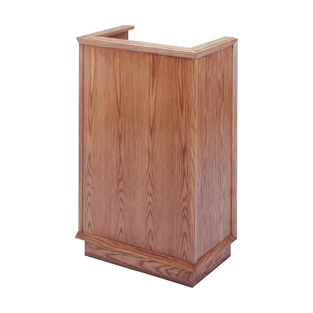 NO 401 single pulpit in solid red oak, front angle view