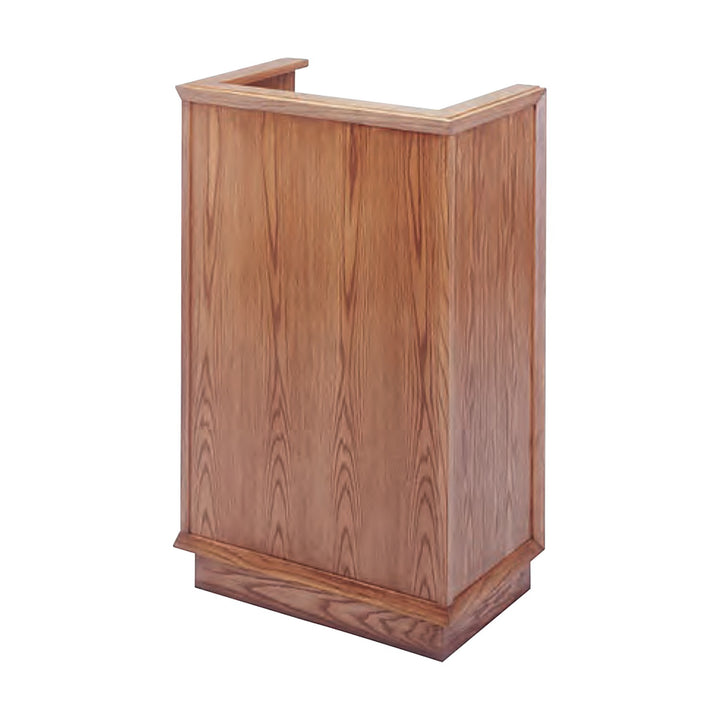 NO 401 single pulpit in solid red oak, front angle view
