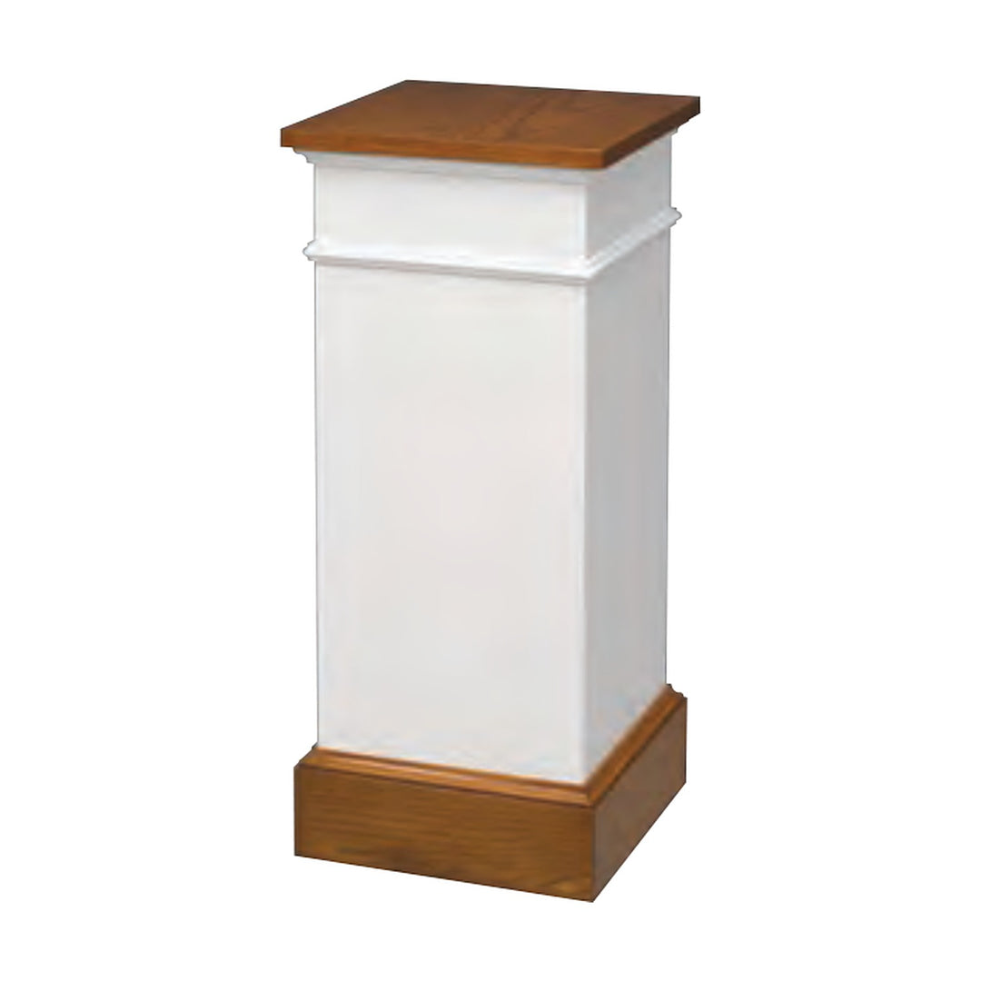 NO 810 colonial flower stand in white with stained oak top and base