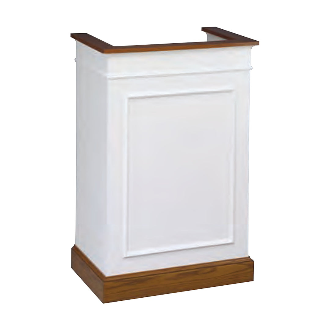NO 811 colonial single pulpit in white with stained oak top and base