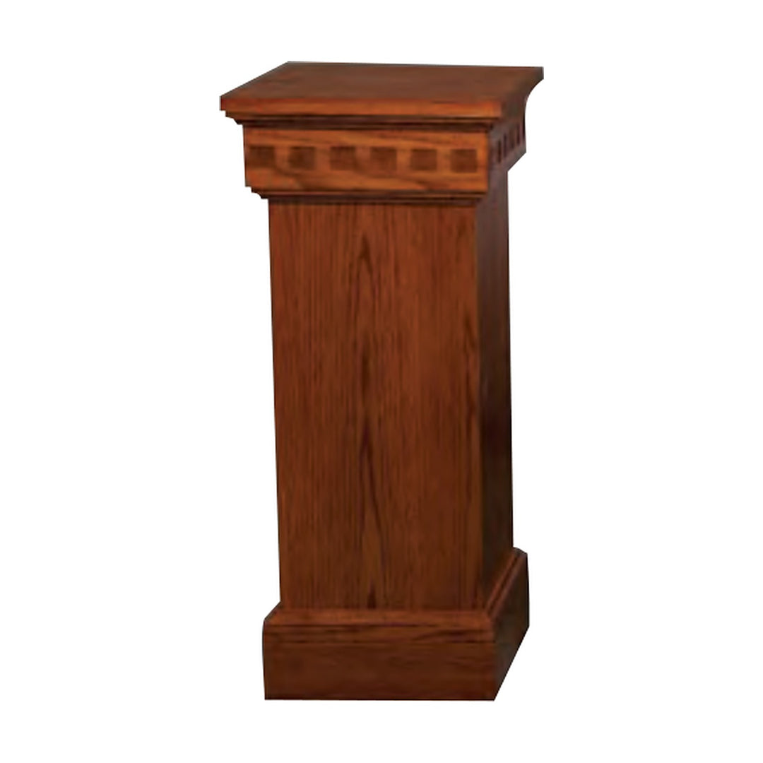 NO 900 flower stand in solid red oak with dentil molding
