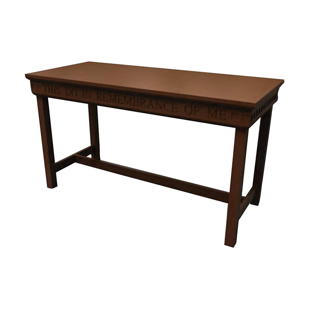 NO 905 open communion table in solid red oak with dentil molding