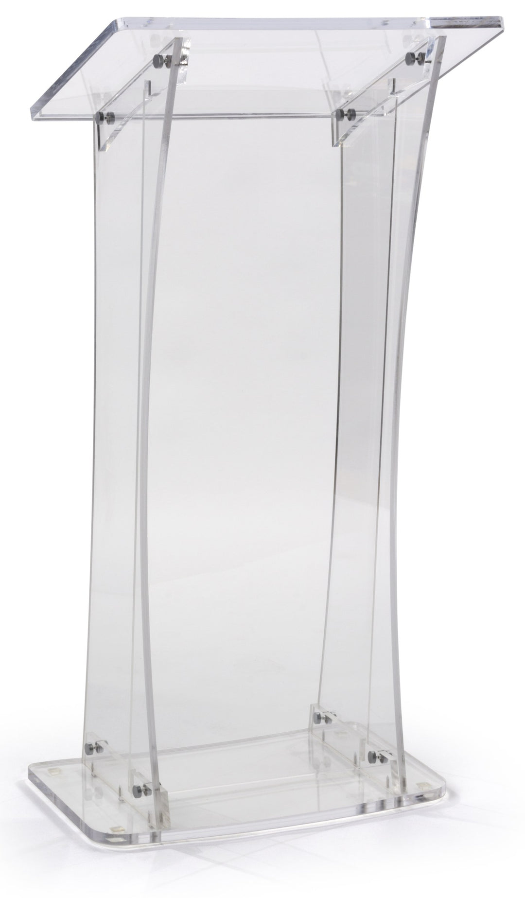 Portable Knock-Down Acrylic Lectern, clear, front view