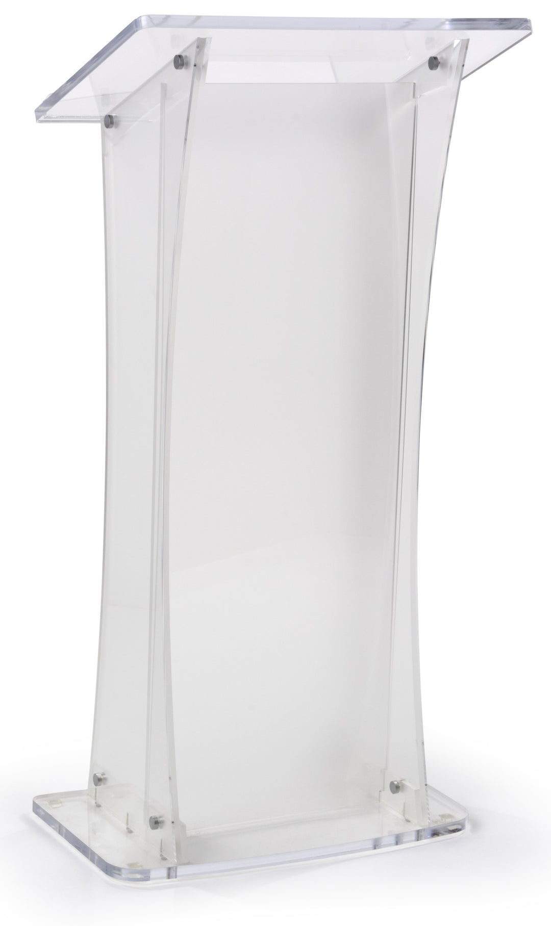 Portable Knock-Down Acrylic Lectern, frosted, front view