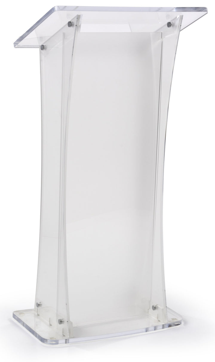 Portable Knock-Down Acrylic Lectern, frosted, front view