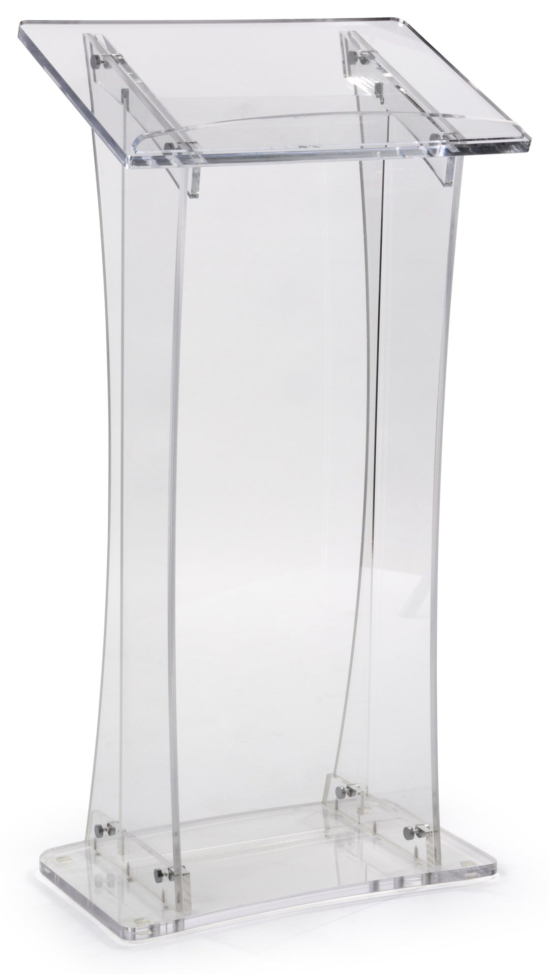Portable Knock-Down Acrylic Lectern, clear, angled view