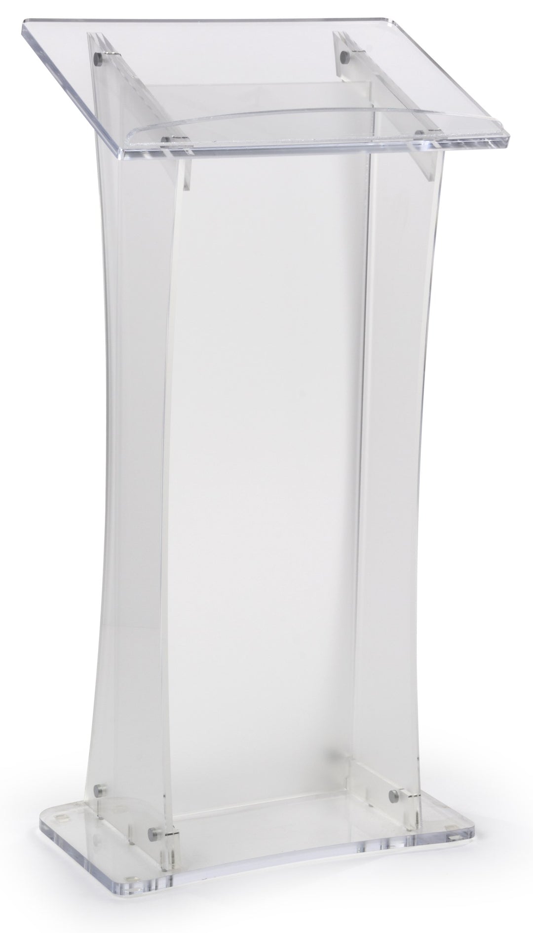 Portable Knock-Down Acrylic Lectern, frosted, angled view