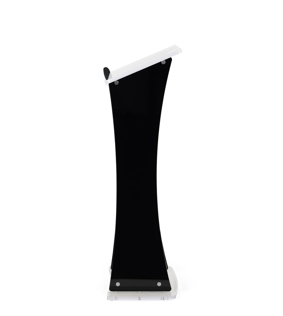 Portable Knock-Down Acrylic Lectern with Black Side Panels, side view