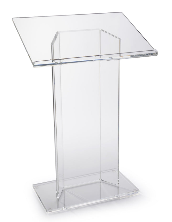 Clear Acrylic Lectern with Extra-Large Reading Surface, angled view