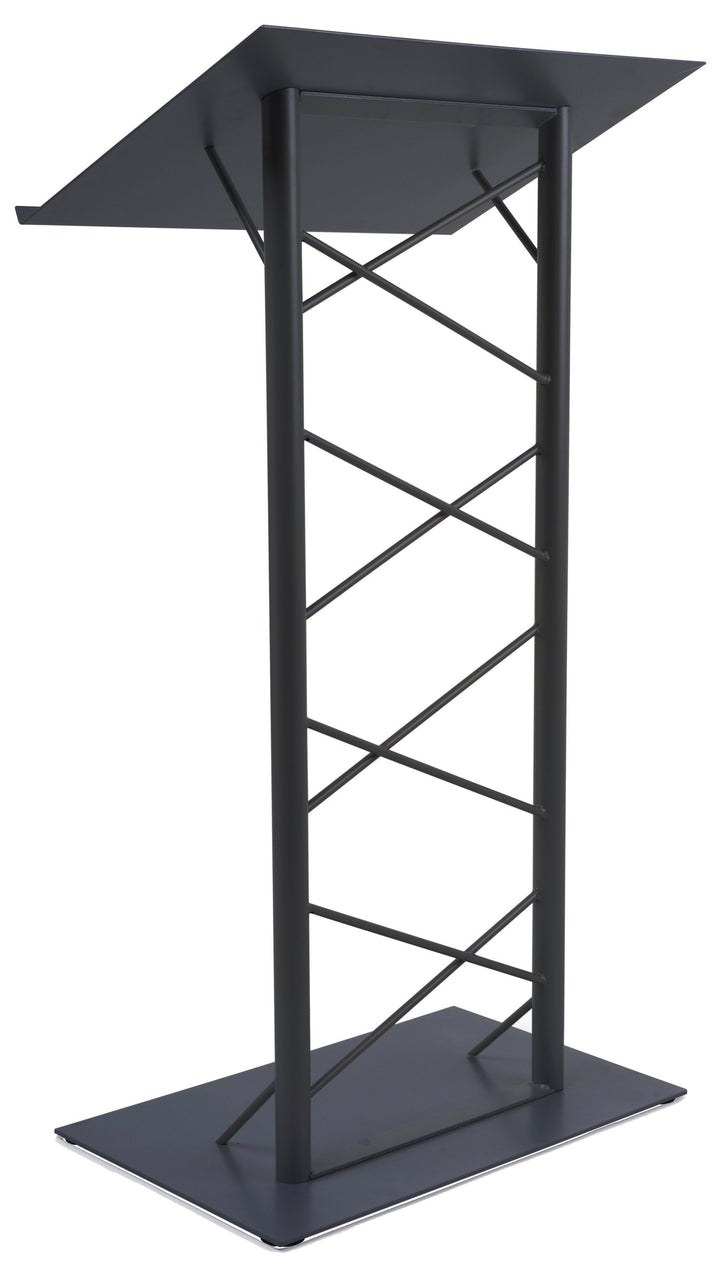 Lattice-Style Steel Truss Lectern, black, front view