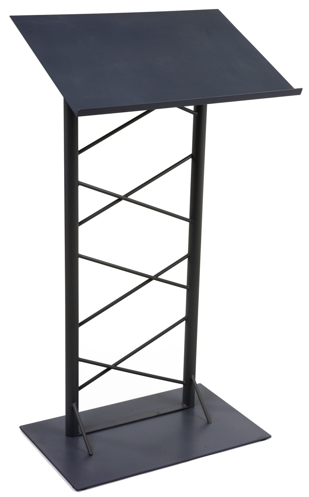 Lattice-Style Steel Truss Lectern, black, speaker side