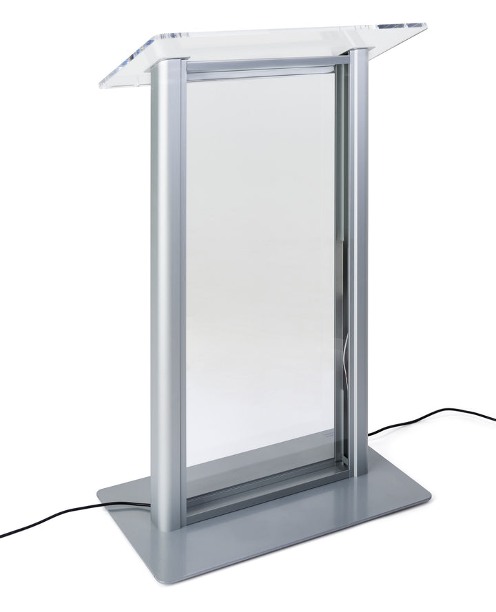 LED Illuminated Acrylic and Aluminum Podium, clear, lights off