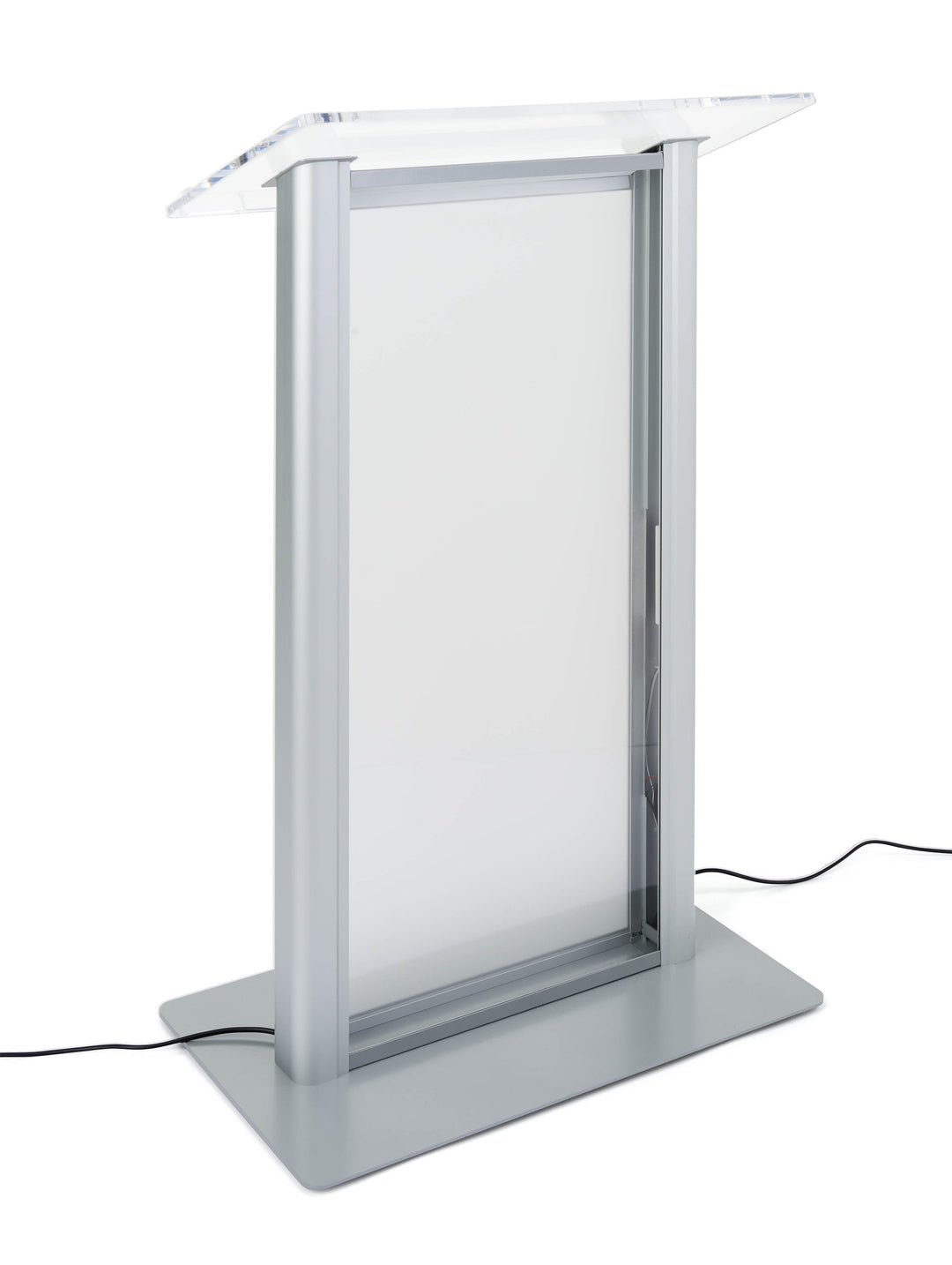 LED Illuminated Acrylic and Aluminum Podium, frosted, lights off