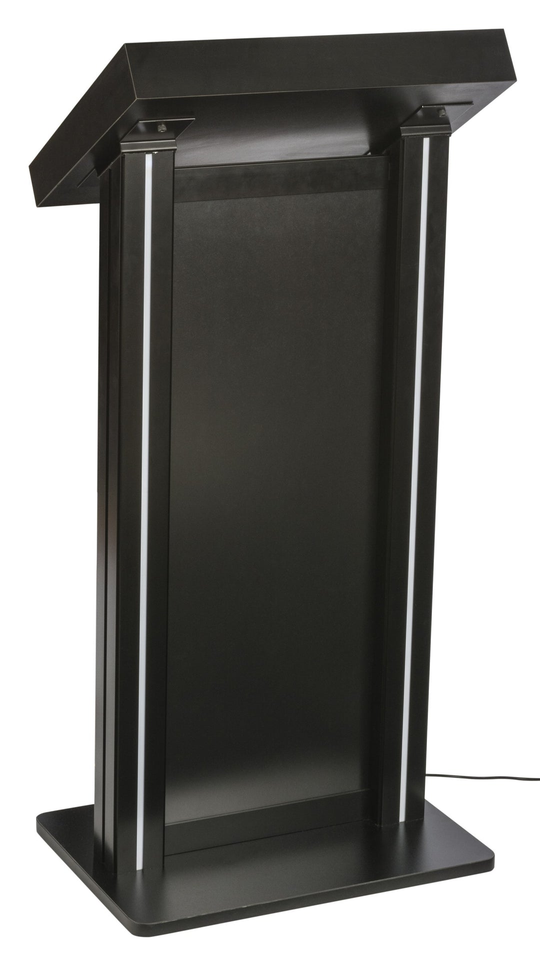 LED Lighted Lectern with Pull-Out Drawer, Black, front view