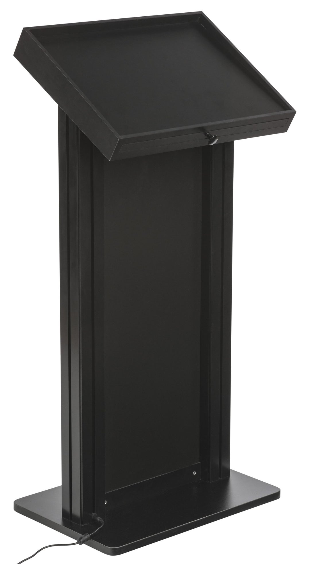 LED Lighted Lectern with Pull-Out Drawer, Black, speaker side