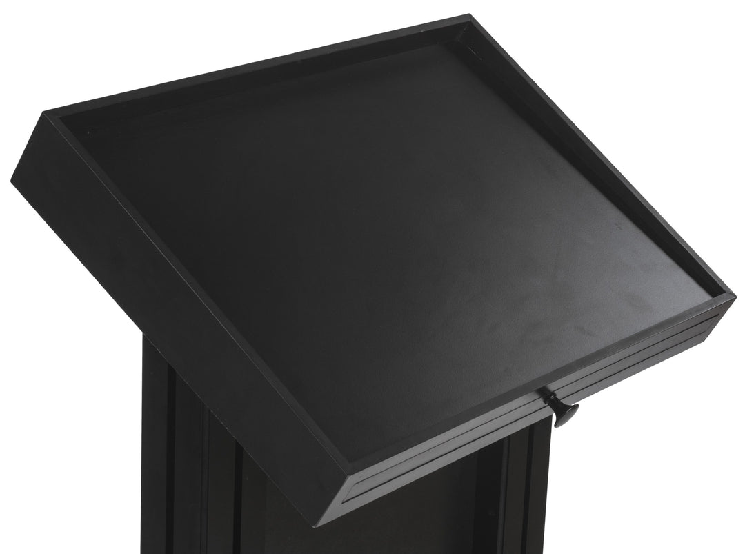 LED Lighted Lectern with Pull-Out Drawer, Black, reading surface