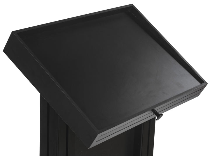 LED Lighted Lectern with Pull-Out Drawer, Black, reading surface